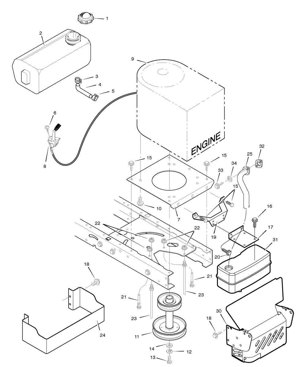 Engine Mount Diagram and Parts List for 405607X52A 2005 Briggs and Stratton Lawn Tractor